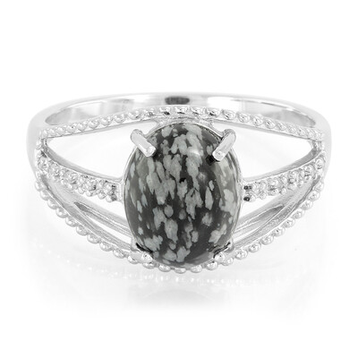 Anello in argento con Ossidiana Fiocco di Neve