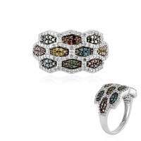 Anello in argento con Diamante Blu I3
