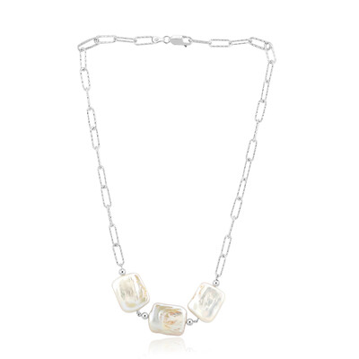 Collana in argento con Perla d'Acqua Dolce Bianca (TPC)