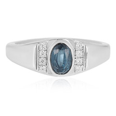 Anello in argento con Cianite Blu Foglia di Tè