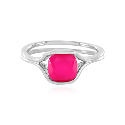 Anello in argento con Calcedonio Lampone