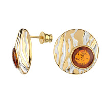 Orecchini in argento con Ambra Baltica Cognac