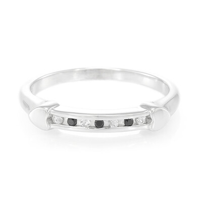 Anello in argento con Zaffiro Bianco e Spinello Nero