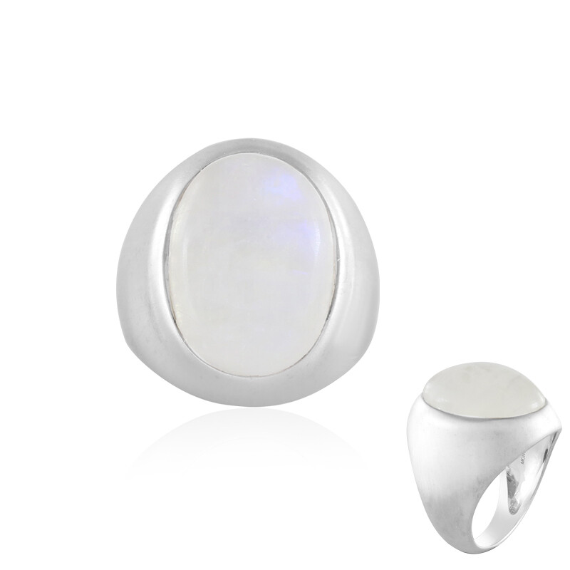 Anello Argento 925 Donna Con Pietra Di Luna, Regolabile Dal 51 Al 60 Mm, Larghezza 1,3 Cm, Design Unico E Brillante