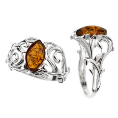 Anello in argento con Ambra Baltica