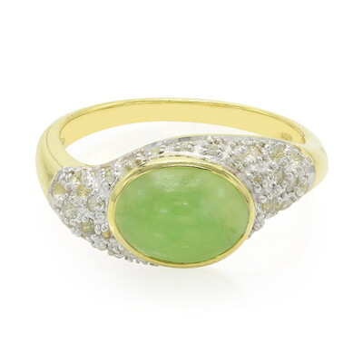Anello placcato in oro con Crisoprasio Imperiale