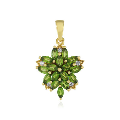 Ciondolo in argento con Diopside Russo