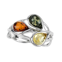 Anello in argento con Ambra Baltica