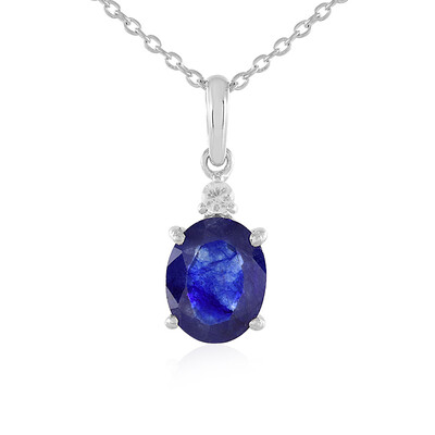 Collana in argento con Zaffiro Blu del Madagascar