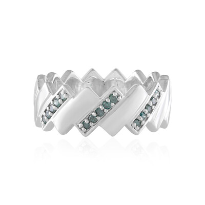 Anello in argento con Diamante Blu I2