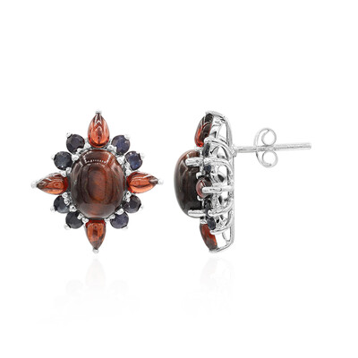 Orecchini in argento con Occhio di Tigre Rosso