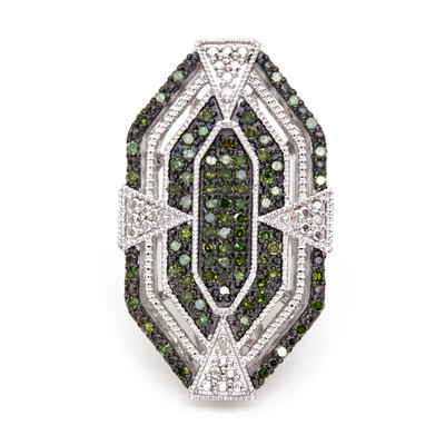 Anello in argento con Diamante Verde