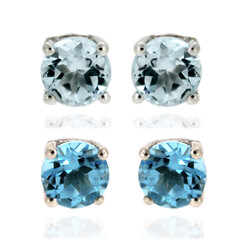 Set Orecchini in argento con Topazio Blu Cielo & Topazio Blu Svizzero
