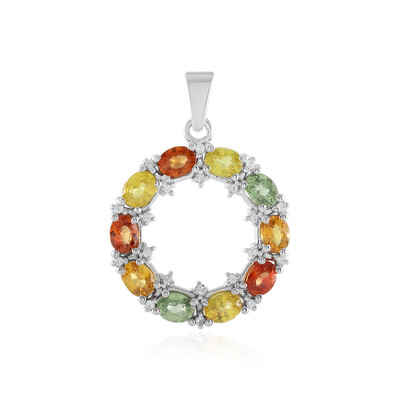 Ciondolo in argento con Zaffiro Fancy