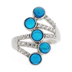 Anello in argento con Opale Blu Neon