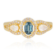 Anello in argento con Cianite Blu Foglia di Tè