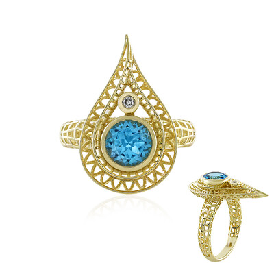 Anello in oro con Topazio Blu Svizzero (Ornaments by de Melo)