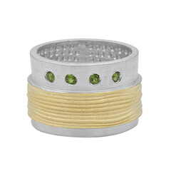 Anello placcato in oro con Diopside Russo