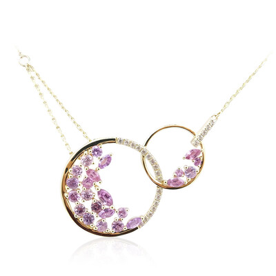 Collana in oro con Zaffiro Ceylon Porpora (non riscaldato)