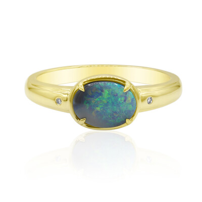 Anello in oro con Opale Nero di Lightning Ridge (Mark Tremonti)