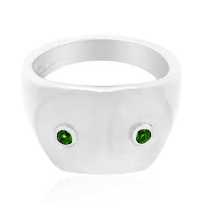 Anello da uomo in argento con Diopside Russo