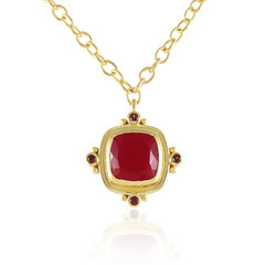 Collana in ottone con Calcedonio Lampone (Juwelo Style)