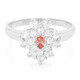 Anello placcato in platino con Zaffiro Padparadscha