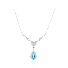 Collana in argento con Topazio Blu Svizzero