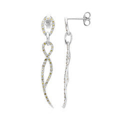 Orecchini placcati in platino con Diamante Fancy