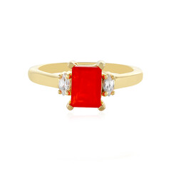 Anello in argento con Opale Rosso dell'Etiopia