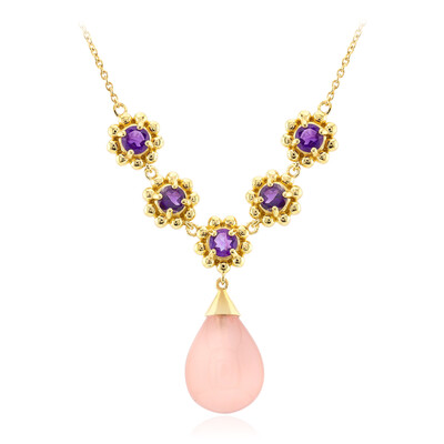 Collana in argento con Calcedonio Rosa