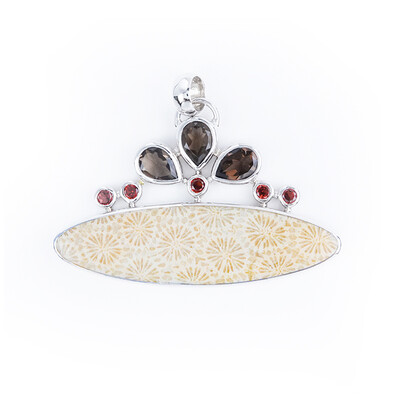 Ciondolo in argento con Corallo Pietrificato