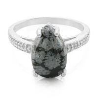 Anello in argento con Ossidiana Fiocco di Neve