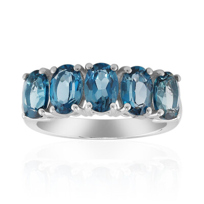 Anello in argento con Topazio Blu Londra