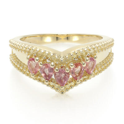 Anello in oro con Zaffiro Padparadscha (non riscaldato)