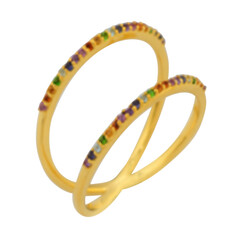 Anello placcato in oro con Gemme