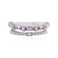 Anello in argento con Zaffiro Ceylon Rosa (non riscaldato)