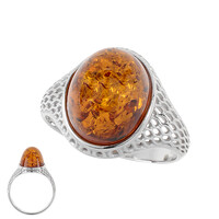 Anello in argento con Ambra Baltica Cognac