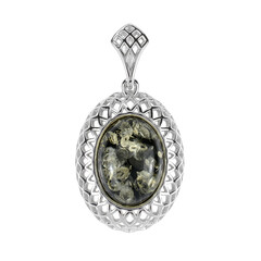 Ciondolo in argento con Ambra Verde