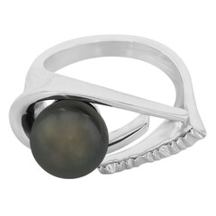 Anello in argento con Perla Tahitiana