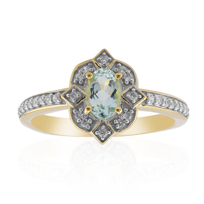 Anello in oro con Berillo Verde Menta Nigeriano