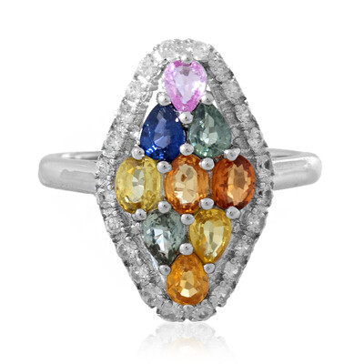 Anello in argento con Zaffiro Fancy