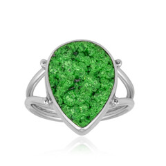 Anello in argento con Uvarovite (Bali Barong)