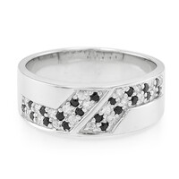 Anello in argento con Zaffiro Bianco e Spinello Nero
