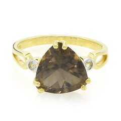 Anello placcato in oro con Quarzo Fumè