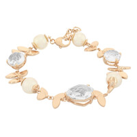 Bracciale placcato in oro con Quarzo Bianco