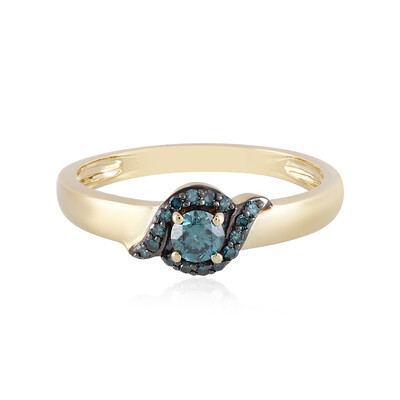 Anello in oro con Diamante Blu I2