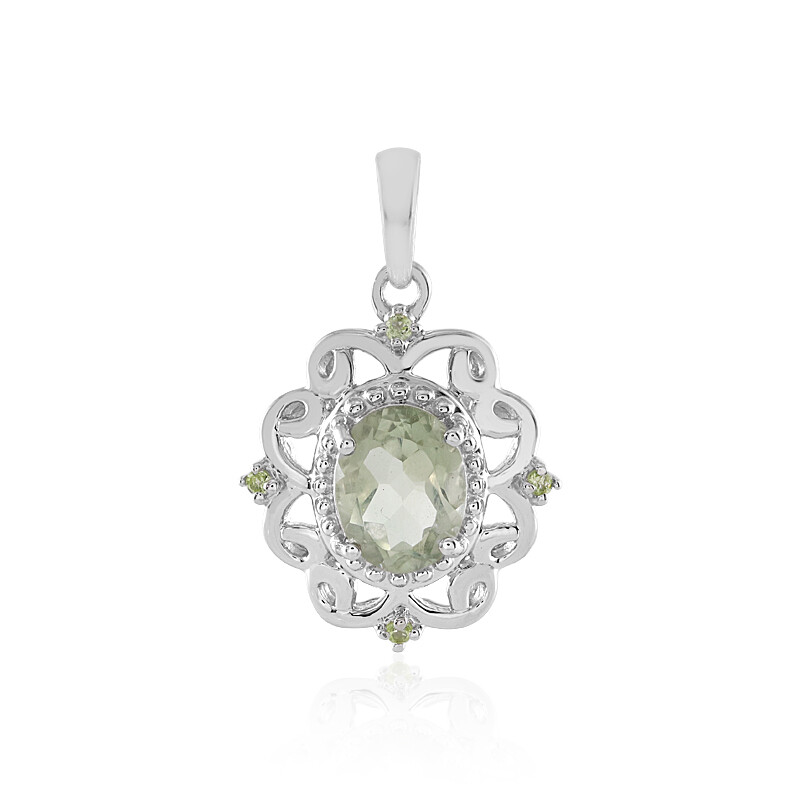 Ciondolo in argento con ametista verde brasiliana e peridoto
