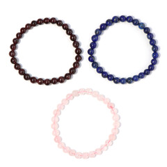 Set bracciali con Lapislazzuli, Granato & Quarzo Rosa