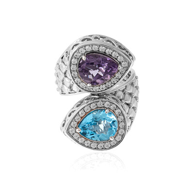 Anello in argento con Topazio Blu Svizzero (Dallas Prince Designs)